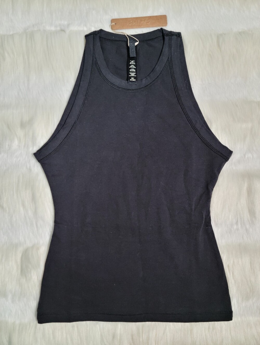 SKIMS Cotton Jersey High Neck Tank Black Soot Women XS NEW